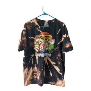 Super Mario 2XL Custom Bleach Dyed Graphic T Shirt Nintendo Gamer